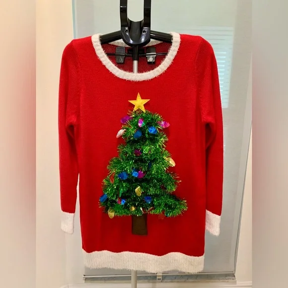 Festive Red Christmas Tree Sweater - Picture 4 of 11